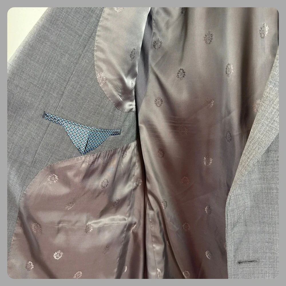 Lauren Ralph Lauren Blazer Sport Coat‎ Mens 48L Long Polyester Blend Gray Preppy